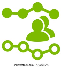 People Charts icon. Vector style is flat iconic symbol with rounded angles, eco green color, white background.