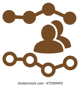 People Charts icon. Vector style is flat iconic symbol with rounded angles, brown color, white background.
