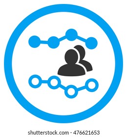 People Charts rounded icon. Vector illustration style is flat iconic bicolor symbol, blue and gray colors, white background.
