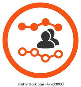 People Charts rounded icon. Vector illustration style is flat iconic bicolor symbol, orange and gray colors, white background.