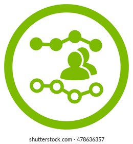 People Charts rounded icon. Vector illustration style is flat iconic symbol, eco green color, white background.