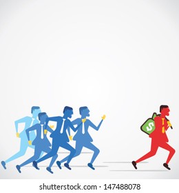 people chasing thief concept vector