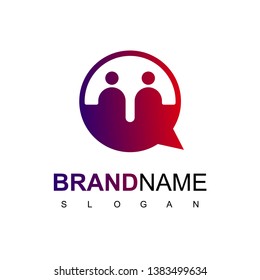 People Chat App Logo Design Vector In Isolated White Background