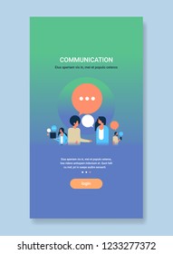 people chat bubble communication concept business couple man woman speech conversation copy space flat vertical vector illustration