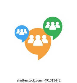 People with chat bubble icon thin line for web and mobile