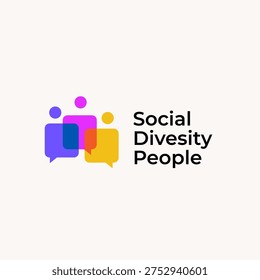 People chat icon, People Chat Talk Bubble Social Diversity Gradient Colorful Logo Vector icon illustration
