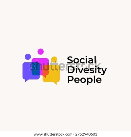 People chat icon, People Chat Talk Bubble Social Diversity Gradient Colorful Logo Vector icon illustration