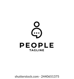 Ilustración vectorial del concepto del diseño del logotipo de la gente y del chat
