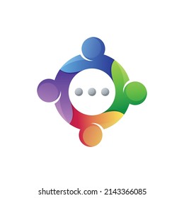Plantilla de diseño de logotipo de chat de personas