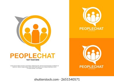 "People Chat" logo with speech bubble and three figures. Represents social networking and communication.