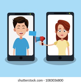 People chat on smartphone