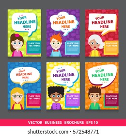 People with chat speech bubbles. Stock vector template, easy to use.