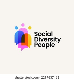 People Chat Talk Bubble Social Diversity Gradient Colorful Logo Vector icon illustration