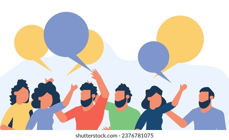 People chat talk dialogue vector communicate illustration teamwork. Network speech bubble community conversation concept. Character discussion connection idea