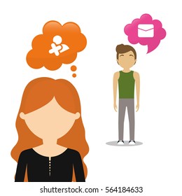 people chatting bubble speech message friend vector illustration