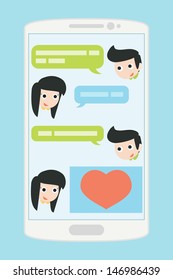 people chatting on mobile phone, vector