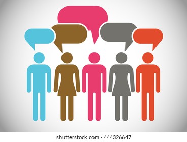 People chatting with speech bubbles for bussiness.