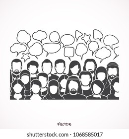 People Chatting. Vector illustration of a communication concept, relating to feedback, reviews and discussion.
