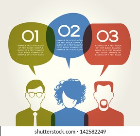 People Chatting. Vector illustration of a communication concept, relating to feedback, reviews and discussion. The file is saved in the version AI10 EPS. This image contains transparency