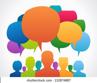 People Chatting. Vector illustration of a communication concept, relating to feedback, reviews and discussion.