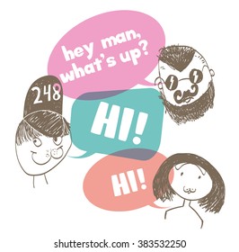 People Chatting. Vector illustration of a communication concept, relating to feedback, reviews and discussion.