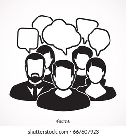 People Chatting. Vector illustration of a communication concept, relating to feedback, reviews and discussion.