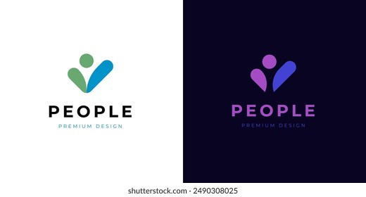 People Check Logo icon design for business success, human good service graphic symbol and health check logo element