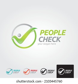 People Check Logo, Kids Health And Care Vector. Job Satisfaction Guarantee.