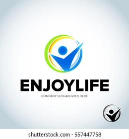 People Check Logo, Kids health and care vector. job satisfaction guarantee. Isolated vector illustration.