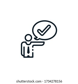 People with check mark, profile approved outline icon. Vector illustration. Editable stroke. Isolated icon suitable for web, infographics, interface and apps.