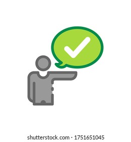 People with check mark, profile approved filled outline icons. Vector illustration. Editable stroke. Isolated icon suitable for web, infographics, interface and apps.