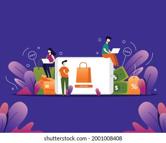 Gente revisando la promoción de comercio electrónico con su gadget