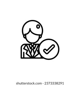 People with checkmark, user profile, membership  outline icon. Vector illustration. The isolated icon suits the web, infographics, interfaces, and apps. 