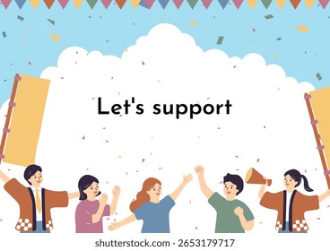 People Cheering with All Their Might