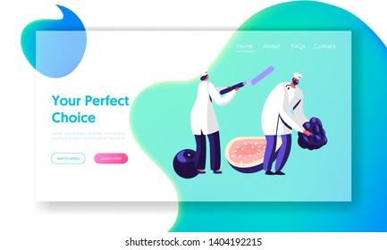 People in Chef Uniform Cutting Fruits and Berries for Cooking and Decorating Cake or Dessert. Confectionery, Bakery Service Website Landing Page, Web Page. Cartoon Flat Vector Illustration, Banner