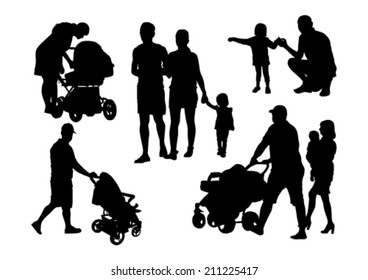 People and Children Silhouettes Set