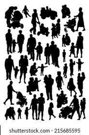 People and Children Silhouettes Set