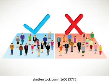 People choosing right or wrong conceptual vector design