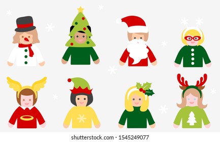 People in christmas costume set - colorful