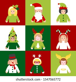People in Christmas costume in square frame