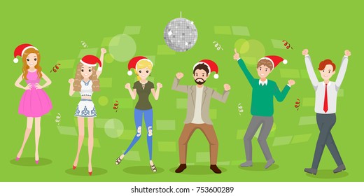 people with christmas on the green background