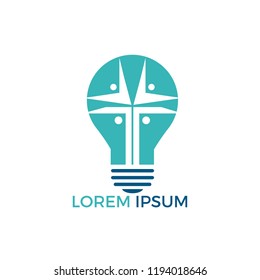 People church light bulb shape logo design. Template logo for churches and Christian organizations cross