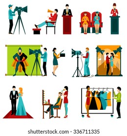 People in cinema and film making staff characters set isolated vector illustration