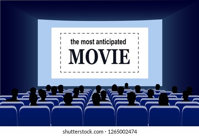 People in the cinema hall vector illustration.