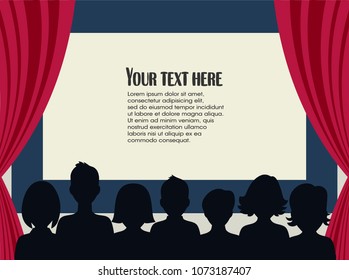 People in the cinema on the background of the screen.