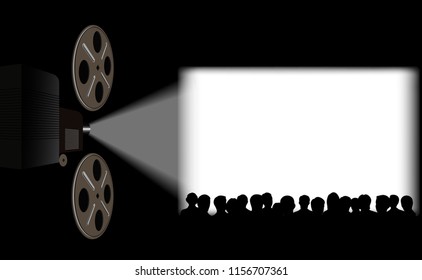 People in the cinema on the background of the screen.