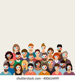 People in Cinema vector illustration