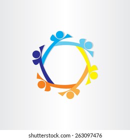 people in circle abstract icon design