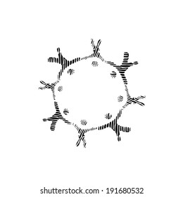 people in a circle. drawing pen. Vector