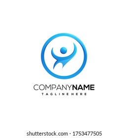 people circle logo design vector premium